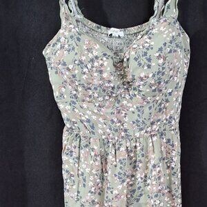 AUW Junior Size XL Floral Summer Dress Spaghetti Strap
